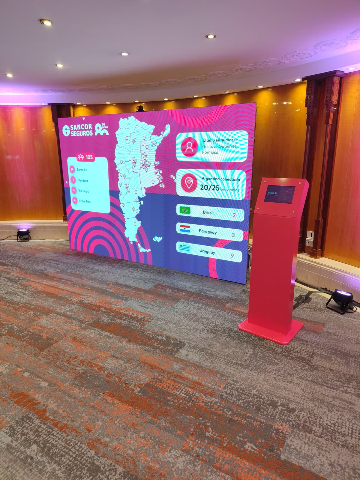Mapa interactivo de Sancor Seguros en pantalla LED